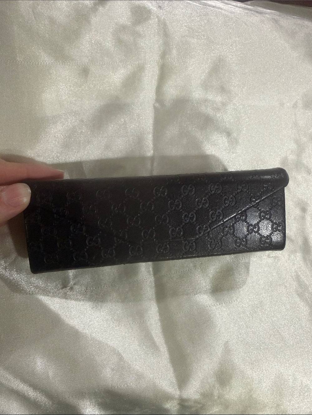 Gucci Black Embossed Leather Eyewear Case